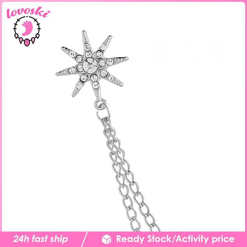 Ghim Cài Áo Hình Bông Tuyết Đính Đá Phối Dây Xích Thời Trang Cho Nam