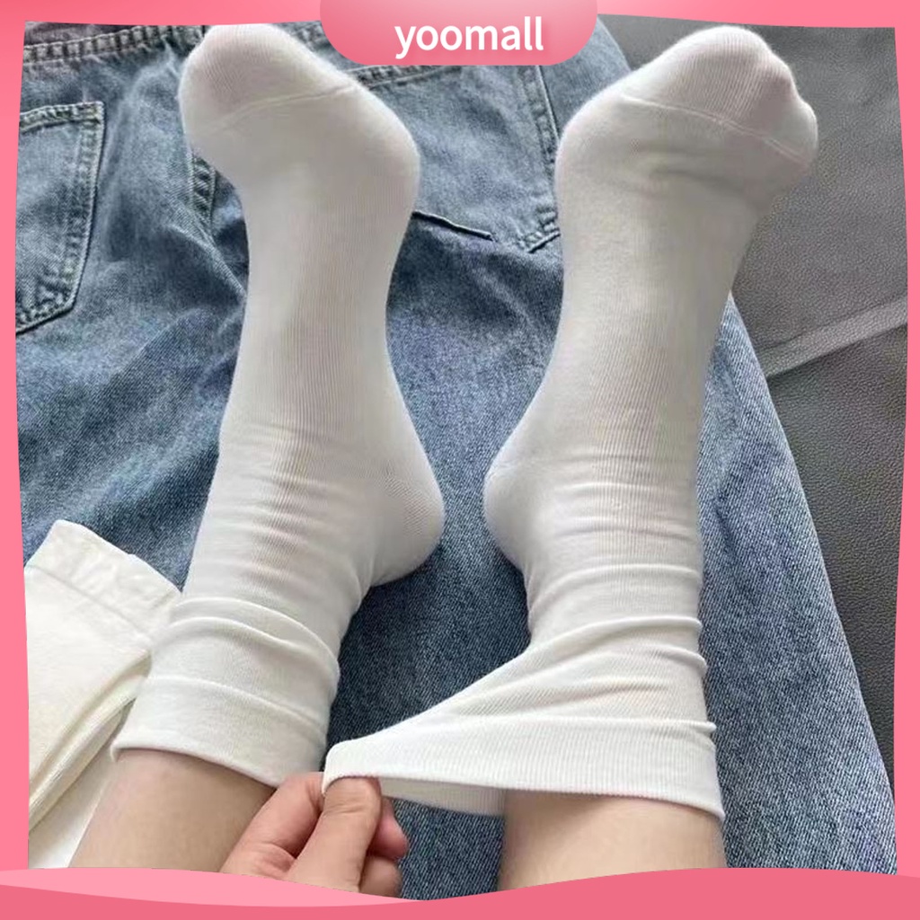 1 Đôi Tất Thể Thao Dày Màu Trơn Phong Cách Nhật Bản Thời Trang Mùa Đông Cho Nữ