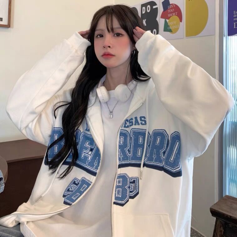 Áo Khoác Hoodie Dáng Rộng Thời Trang Phong Cách Hàn Quốc Cho Nữ