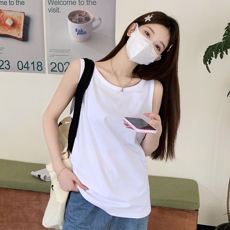Áo Thun Ba Lỗ 100% Cotton Dáng Rộng Thời Trang Mùa Hè Phong Cách Hàn Quốc Cho Nữ