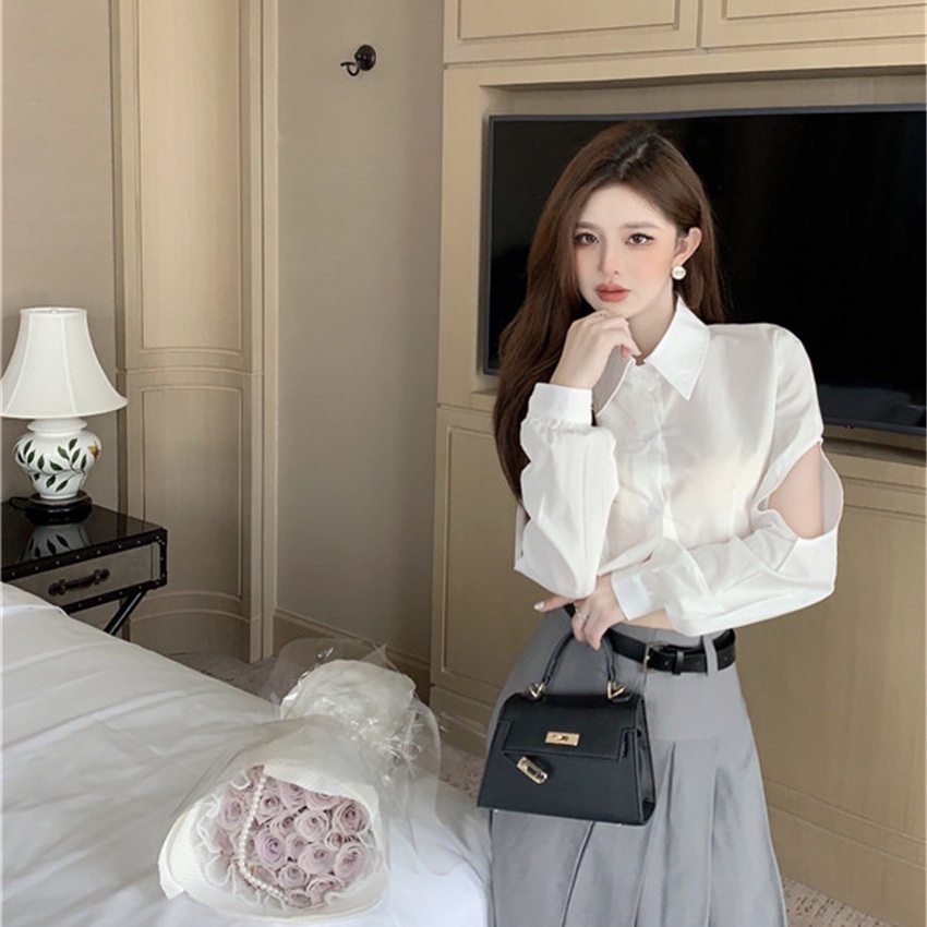 Áo Sơ Mi Tay Dài Cổ Polo Thiết Kế Mới Quyến Rũ Thời Trang Dành Cho Nữ