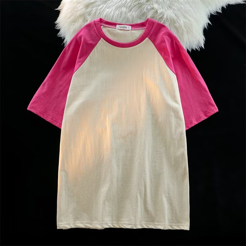 Áo Thun Cotton Tay Lửng Dáng Rộng In Chữ Màu Sắc Tương Phản Phong Cách Retro Mỹ Thời Trang Mùa Hè Cho Nam