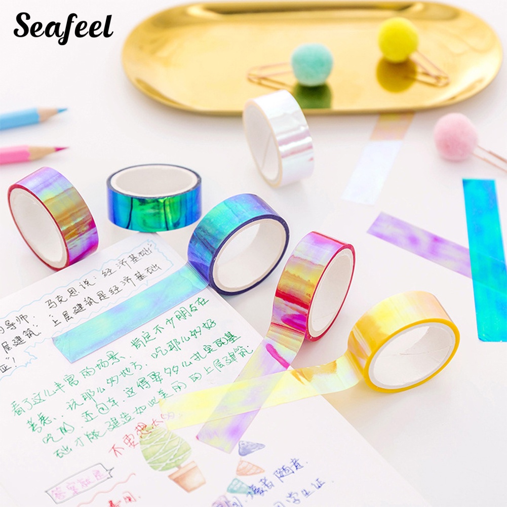 Cuộn Băng Dính Laser Nhiều Màu Chống Nước Trang Trí Sổ Tay DIY