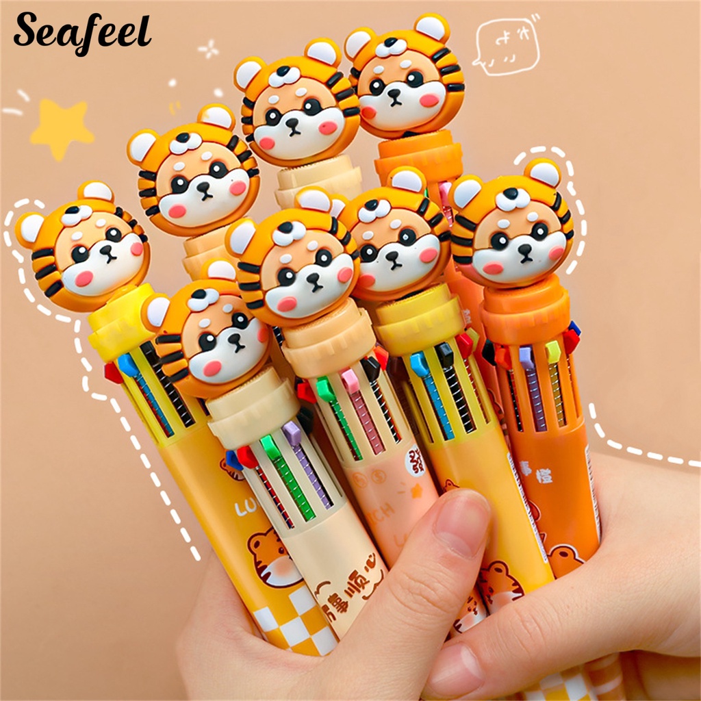 Bút Bi 10 Màu Tùy Chọn Nhanh Khô Bằng Nhựa Tiện Dụng