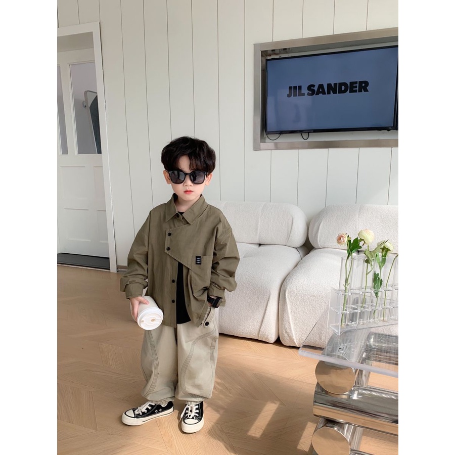 Áo Sơ Mi Tay Dài Phong Cách Hàn Quốc Thời Trang Mùa Thu Cho Bé Trai