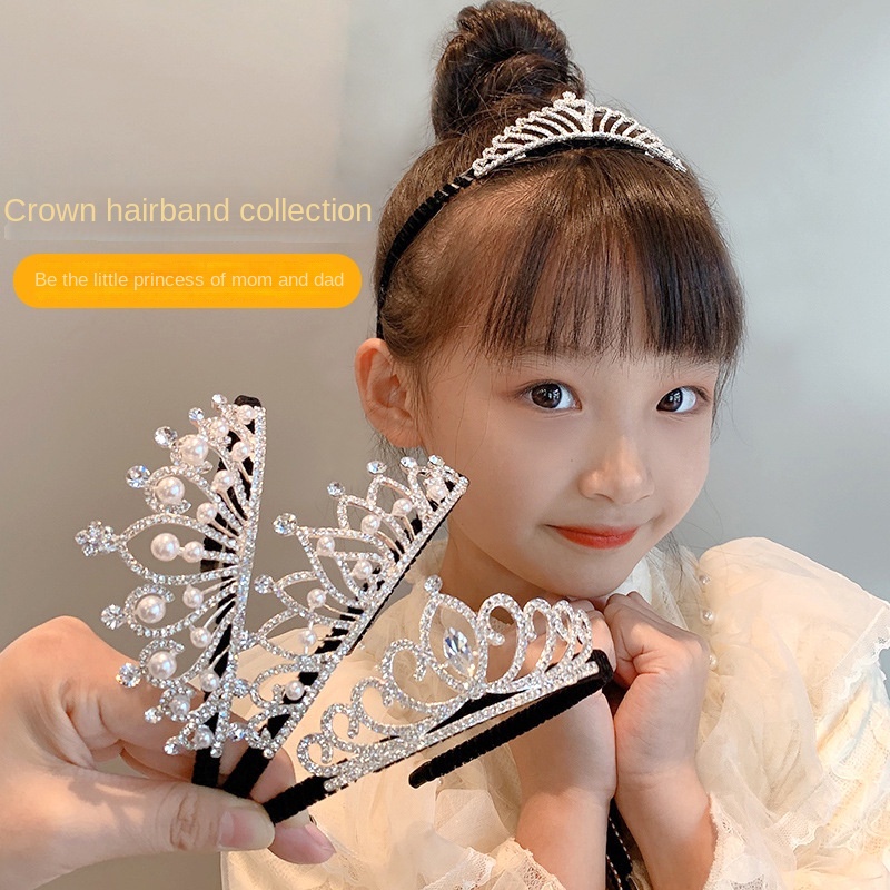 Cài Tóc Hình Vương Miện Đính Đá Xinh Xắn Cho Bé Gái