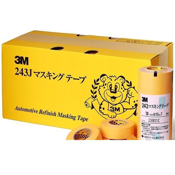 Băng keo giấy 3M 243J che sơn Masking Tape, 10mmx18m và 20mm x18m