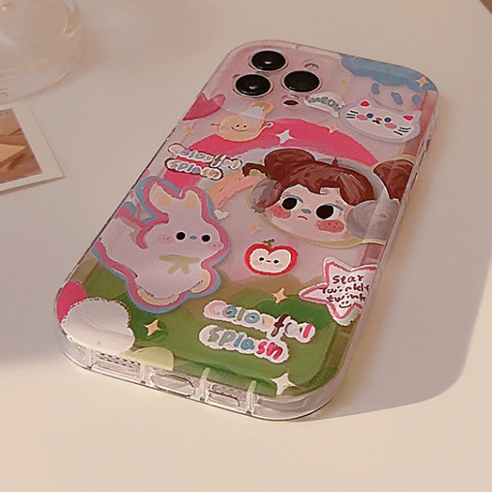 Ốp Điện Thoại TPU Dẻo Họa Tiết Hoạt Hình Cô Gái / Thỏ Dễ Thương Cho IPhone 11 12 13 14 Pro Max