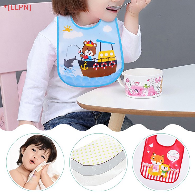 Yếm Ăn Chống Thấm Nước In Họa Tiết Hoạt Hình Tiện Dụng Cho Bé