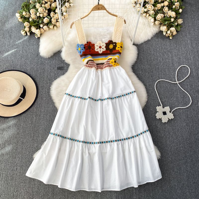 Đầm Hoa Hai Dây Phong Cách Dân Tộc Cổ Điển Thời Trang Mùa Hè Dành Cho Nữ