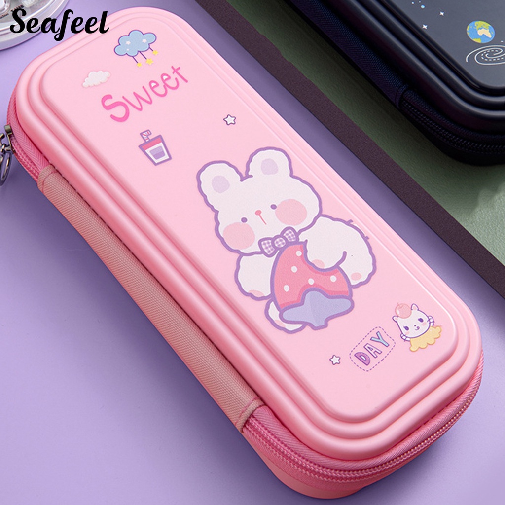 Hộp Đựng Bút 3 Ngăn Phân Loại Sức Chứa Lớn Chống Bẩn In Họa Tiết Hoạt Hình Dành Cho Học Sinh