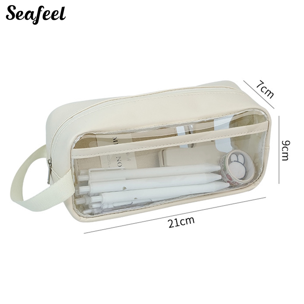 Túi Đựng Bút Bằng PVC Trong Suốt Hai Lớp Khóa Kéo Tiện Dụng