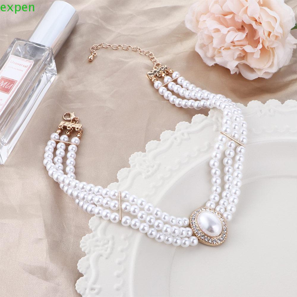 Vòng cổ choker bằng hợp kim đính ngọc trai nhân tạo sang trọng phong cách Hàn Quốc cho nữ