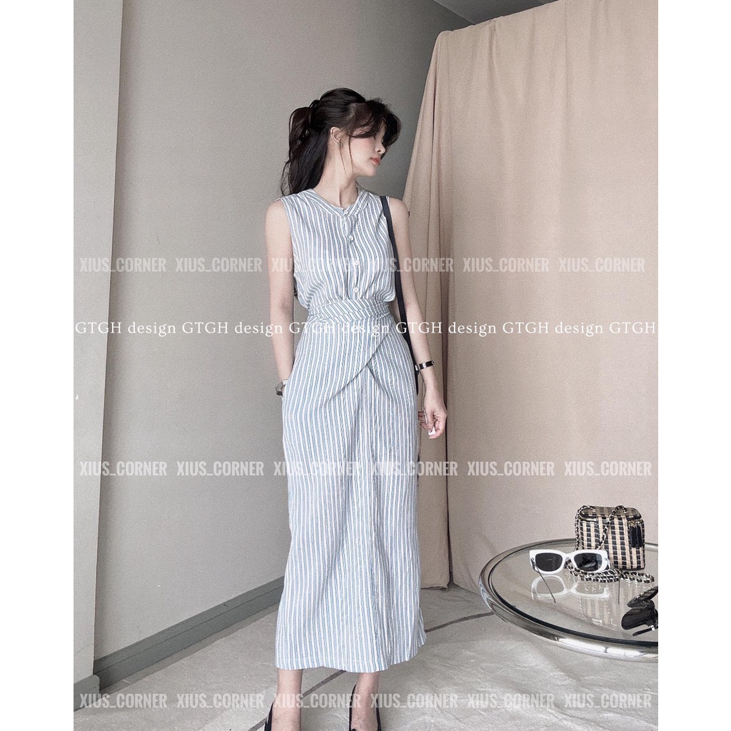 Siuu phẩm váy kẻ xoắn eo so hott Size SM hàng QC