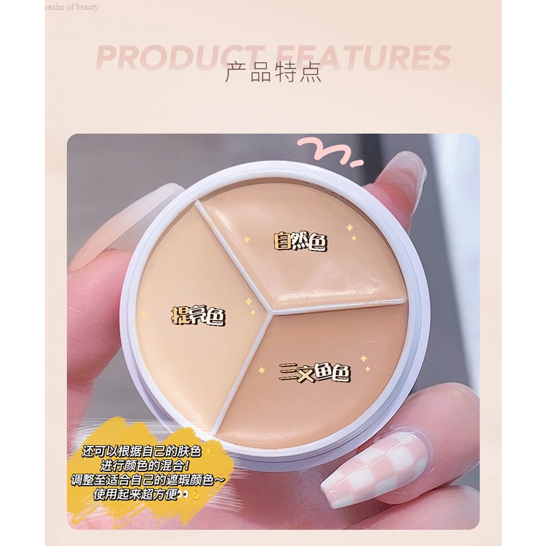 Kem che khuyết điểm MAFFICK~ba màu đa dụng che vết mụn vết thâm quầng mắt che vùng da không đều màu