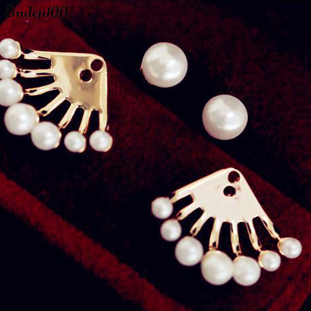 1 Đôi Bông Tai Hai Mặt Đính Ngọc Trai Nhân Tạo Thời Trang