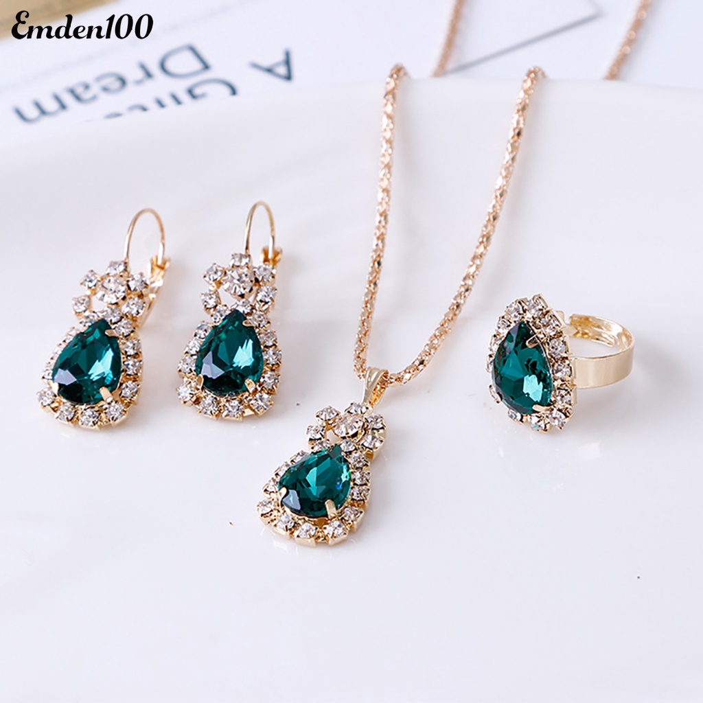 Bộ Trang Sức Đính Đá Hình Giọt Nước Thời Trang Dành Cho Nữ