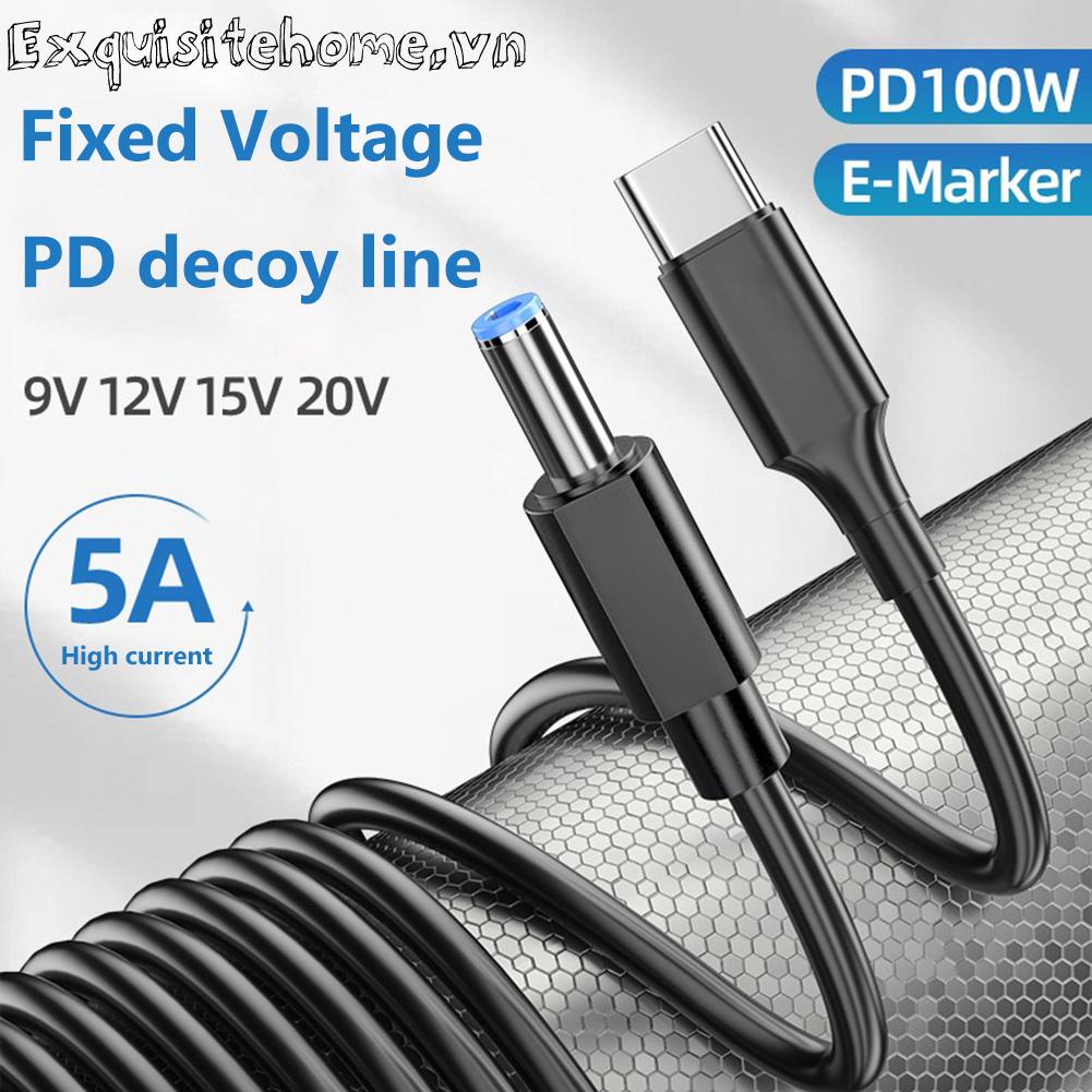 Cáp Sạc PD2.0 3.0 PD100W Type-C Sang DC5525 Cho Máy Tính, Laptop