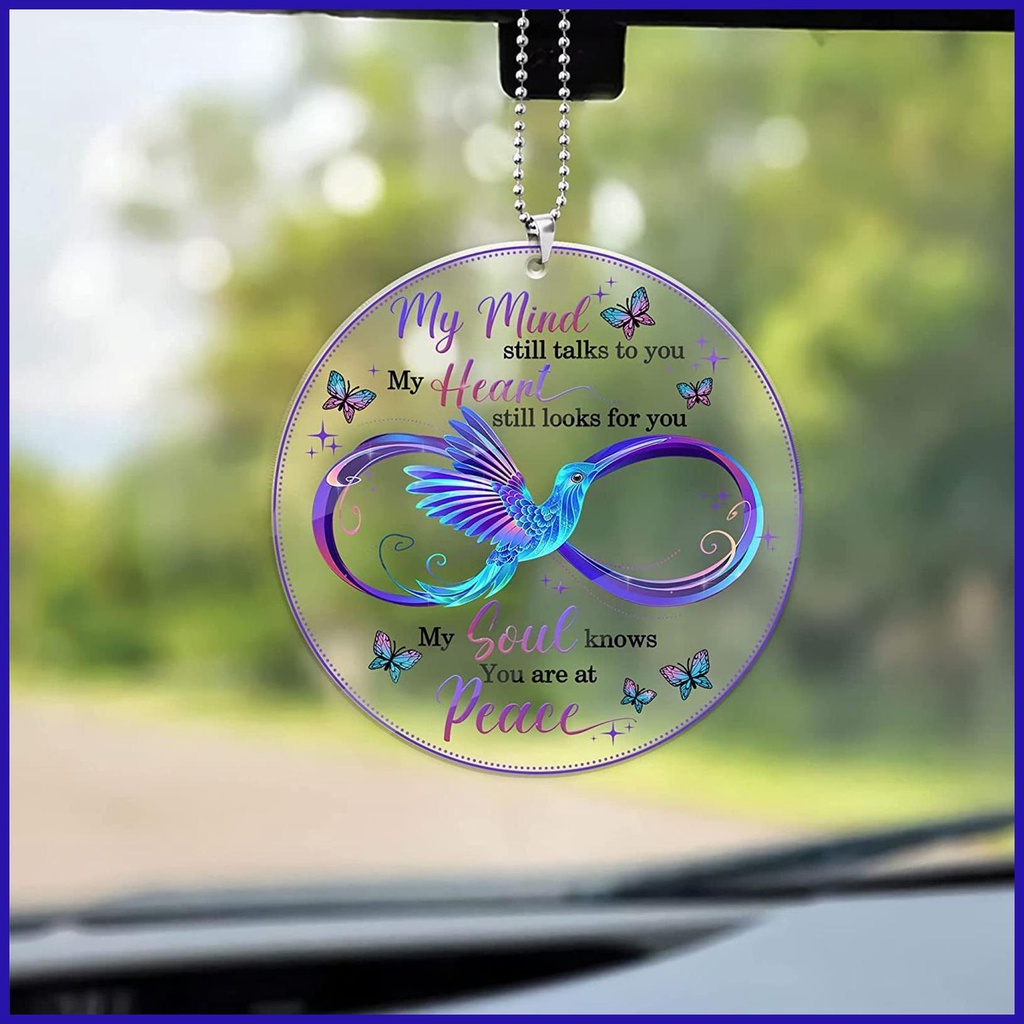 Phụ Kiện Trang Trí Gương Chiếu Hậu Xe Hơi Bằng Acrylic Họa Tiết Hoa Và Chim Tinh Tế