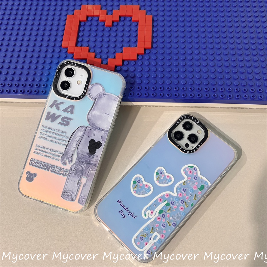 Ốp Điện Thoại Silicon Mềm Hình Kaws Màu Gradient Lấp Lánh Cho iPhone 14 13 12 11 Pro Max X XR Xs Max 6 7 8 Plus