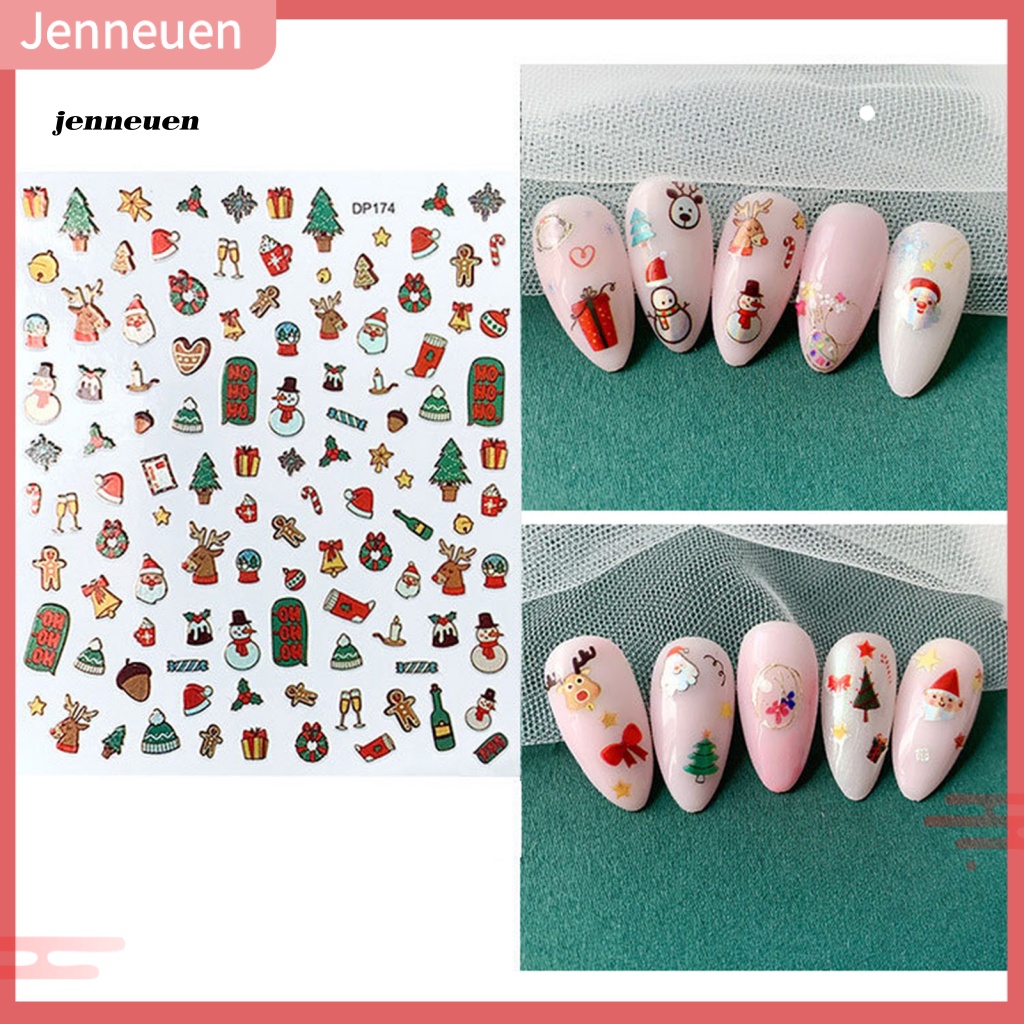 Miếng Dán Móng Tay Chủ Đề Giáng Sinh Hoạt Hình Dễ Sử Dụng