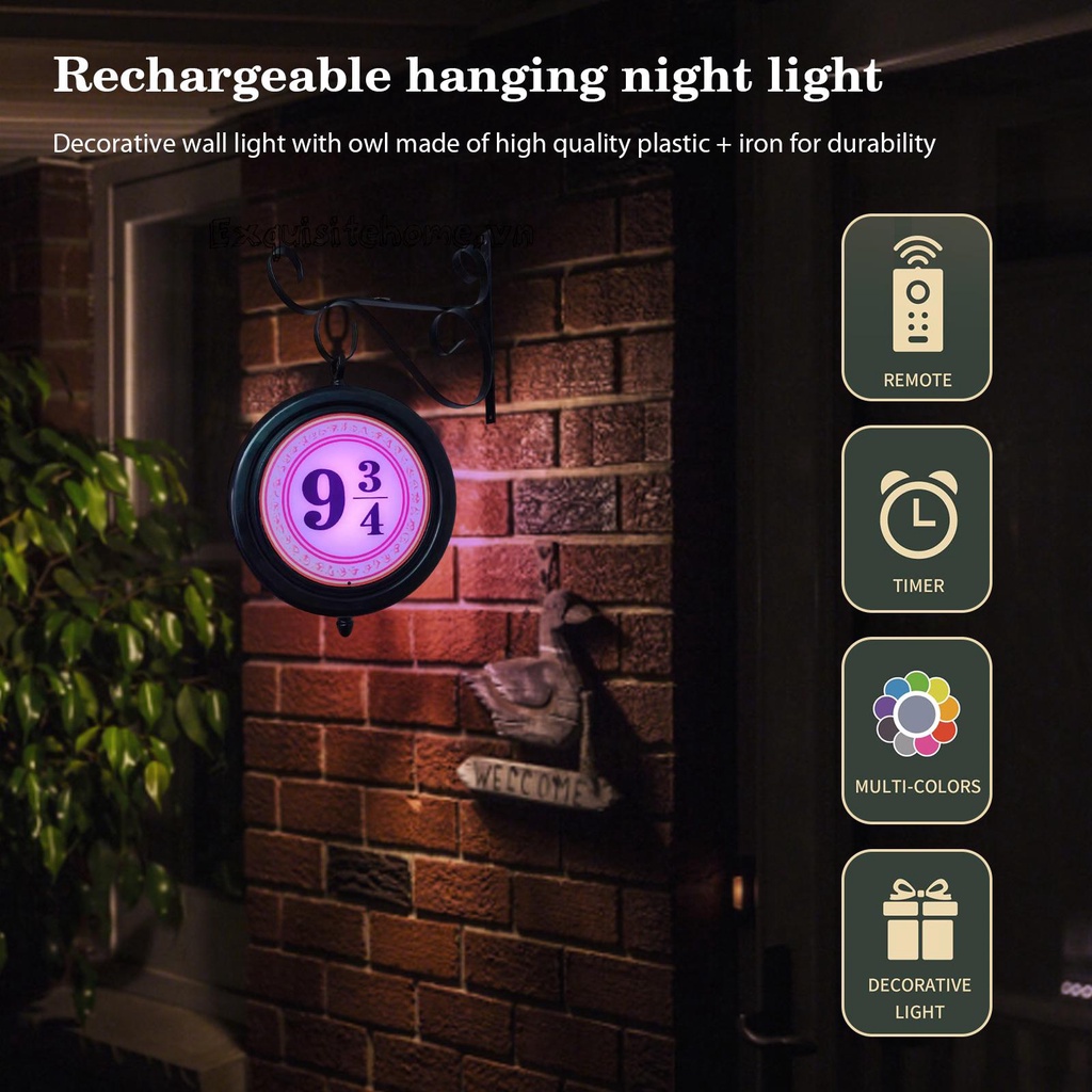 Đèn Gắn Tường USB 9 3 / 4 2000mAh 7 Màu Sắc Hình Con Cú