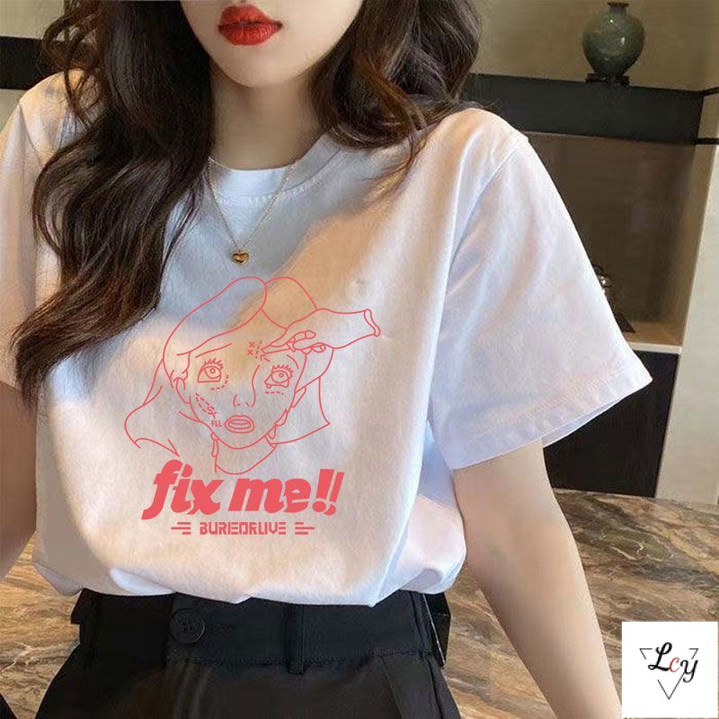 Áo Thun Cotton Tay Ngắn Dáng Rộng Phong Cách Thời Trang Hàn Quốc 2023