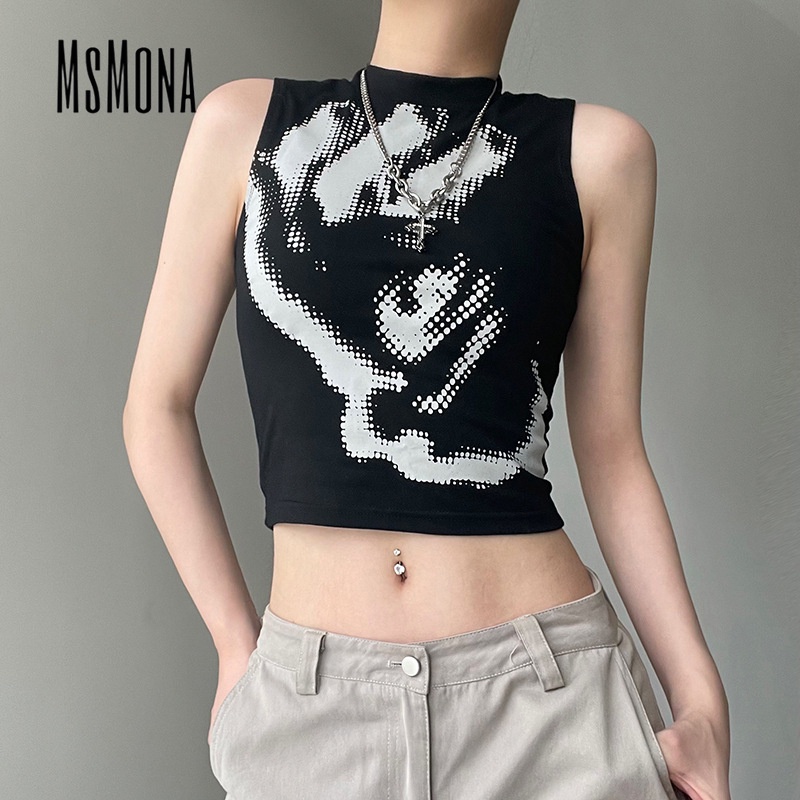 Áo Sát Nách Cổ Tròn In Họa Tiết Cử Chỉ Đường Phố Thời Trang 2023 Cho Nữ