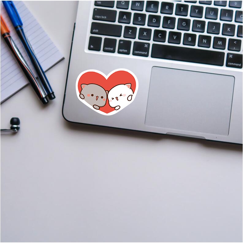 Bộ 60 Miếng Dán Hình Mèo Đào Dễ Thương Dùng Trang Trí Vali / Laptop / Điện Thoại / Sổ Tay