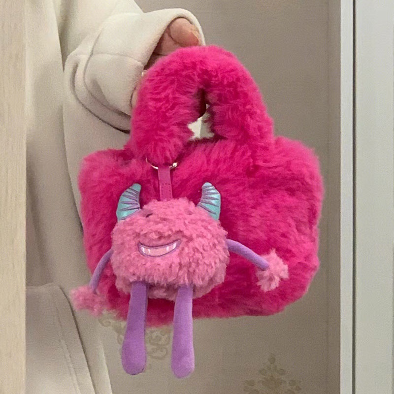 FOREVER LENGRUI  Túi Đeo Chéo Hình Quái Vật Nhỏ Nhồi Bông Phong Cách Hàn Quốc