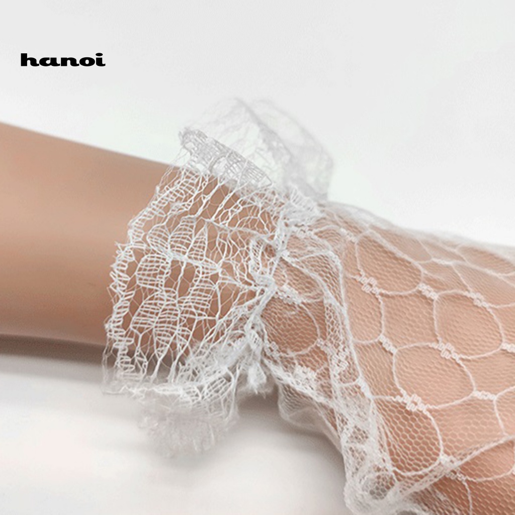 1 Đôi Găng Tay Phối Ren Xuyên Thấu Màu Sắc Thanh Lịch Dành Cho Cô Dâu