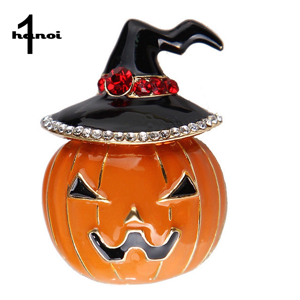 Ghim Cài Áo Hình Bí Ngô Đính Đá Phong Cách Halloween Thời Trang