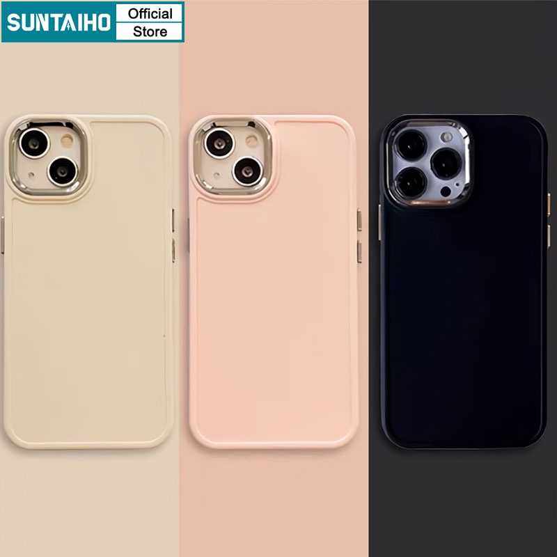 Suntaiho ốp iphone đen Ốp Điện Thoại ốp iphone silicon Mềm Nhám Chống Sốc Màu Trơn Cho iPhone 14 Pro max 13 12 11 Pro max 7 8 Plus XR XS max | BigBuy360 - bigbuy360.vn