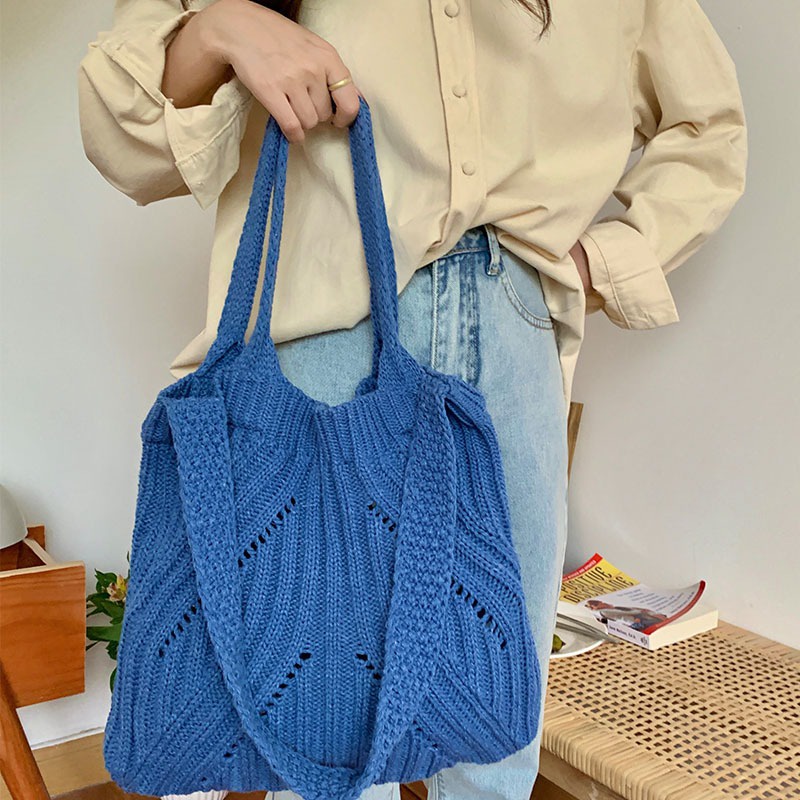 Túi Đeo Chéo Vải Len Cỡ Lớn Phong Cách Vintage Thời Trang