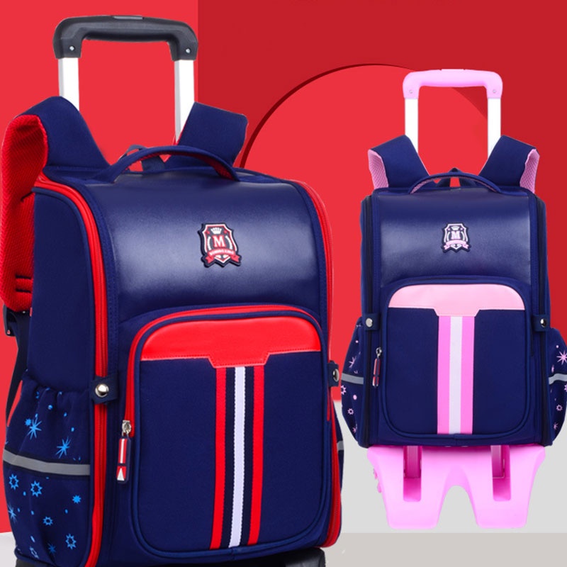 SUPER KIDS Ba Lô Đi Học Có Bánh Xe Kéo Chống Thấm Nước Dành Cho Bé Lớp 1 / 2 / 3 / 5 / 6 Ốp
