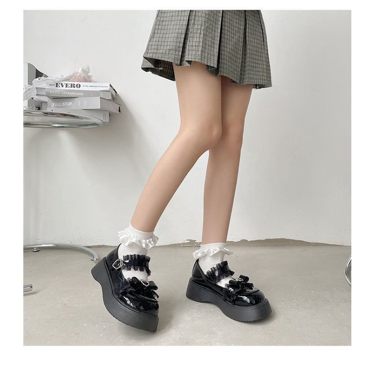 Giày Mary Jane Da Đế Dày Phong Cách Thời Trang Nhật Bản 2023 Dành Cho Nữ