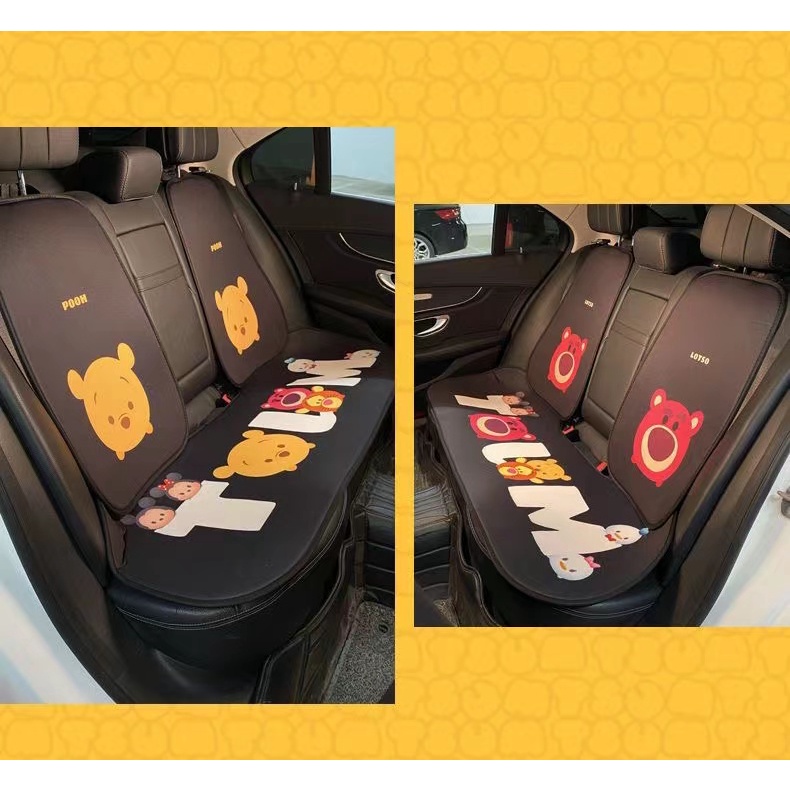 Đệm Lót Ghế Ngồi Xe Hơi Thoáng Khí In Hoạt Hình Gấu Dâu Tây Dễ Thương