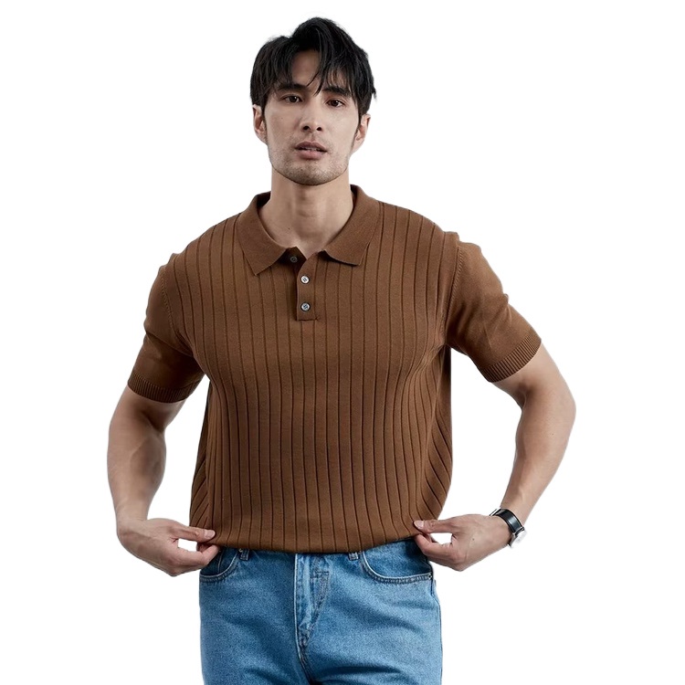 Áo Sơ Mi Lụa Dệt Kim Kẻ Sọc Nâu Dáng Ôm Thoải Mái Thời Trang Mùa Hè Cho Nữ