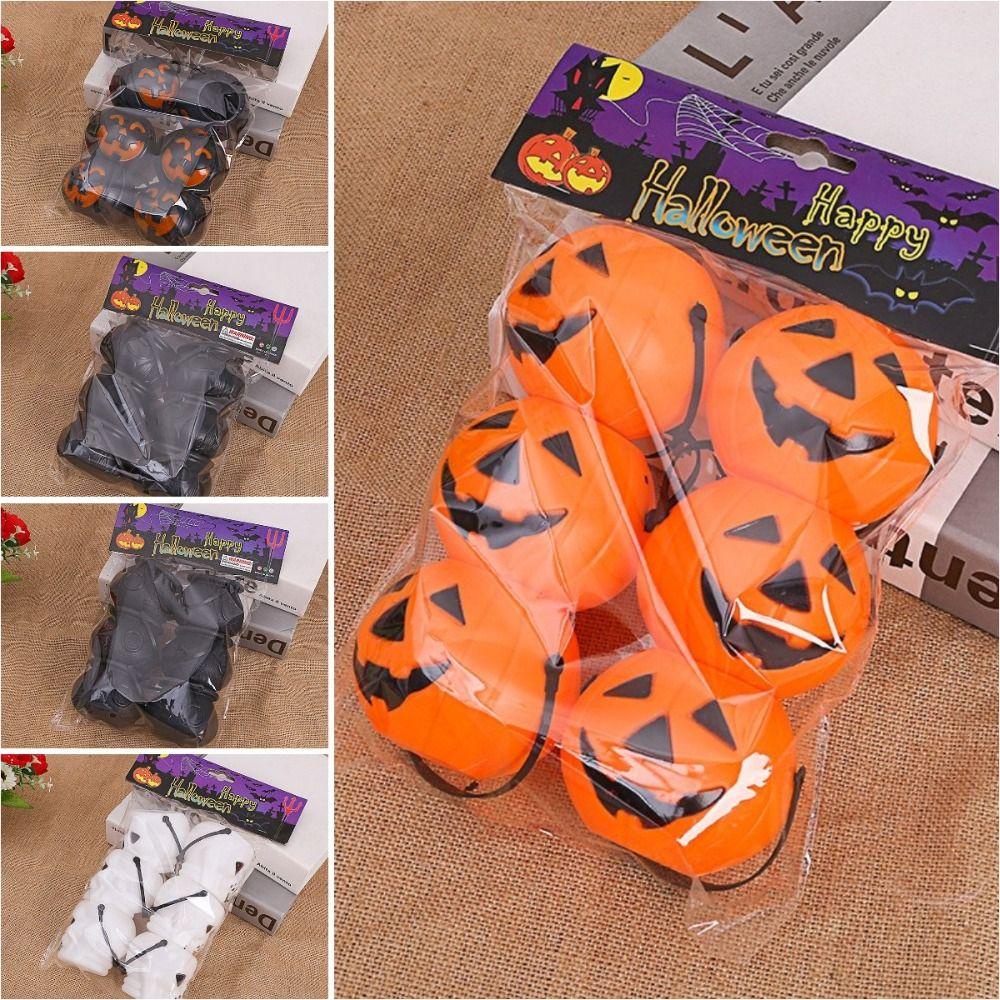 Shanrong set 6 Xô Đựng Kẹo Bí Ngô halloween mini Cầm Tay Có Quai Cầm Cho Người Lớn Và Trẻ Em
