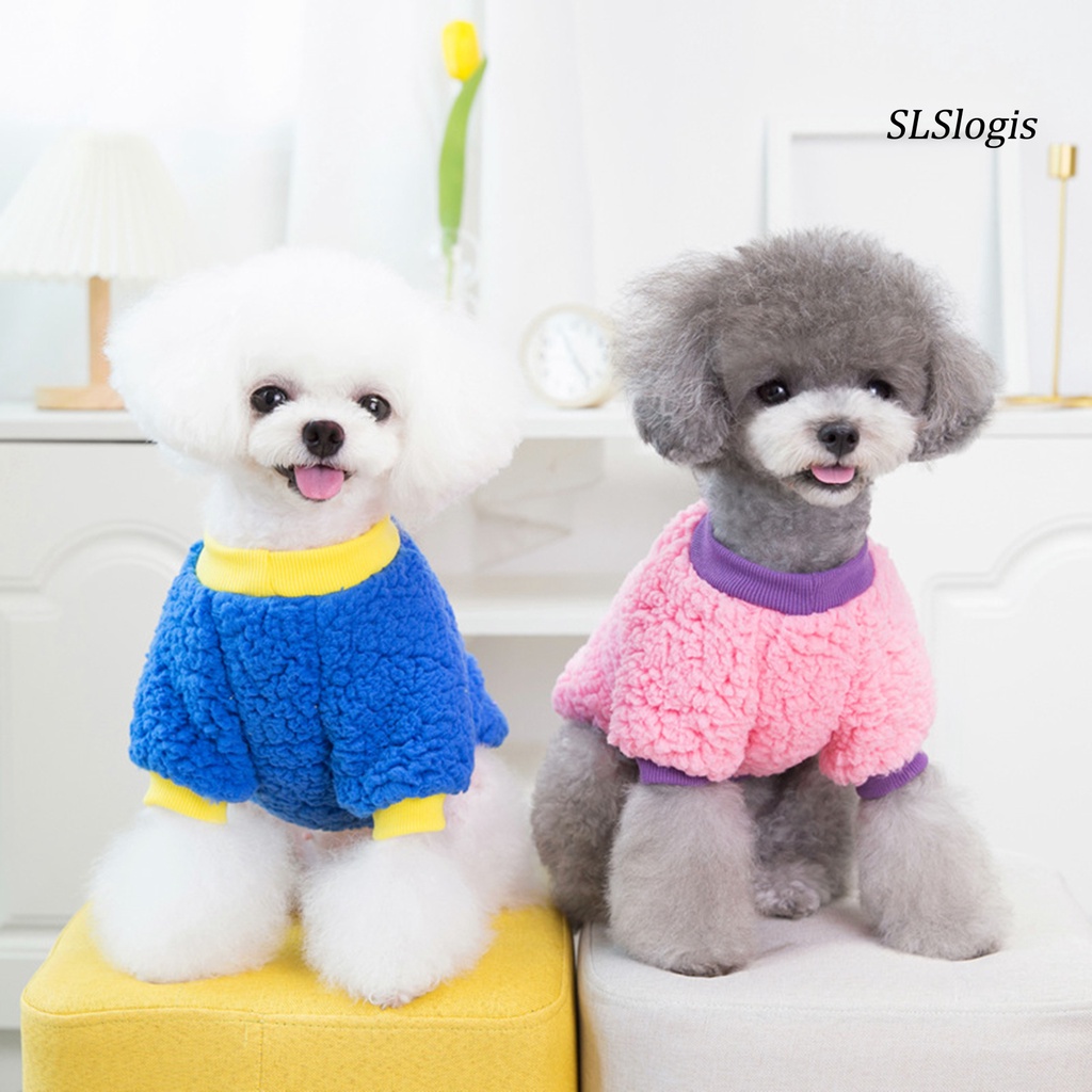 Slslogis Áo Nỉ San Hô Mềm Mại Màu Trơn Giữ Ấm Mùa Đông Cho Thú Cưng