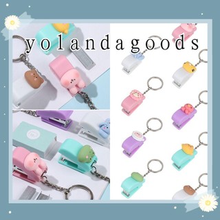 ☆YOLA☆ Office Supplies Mini Stapler Cartoon Cute Document Binding Hoops Push Clip Portable File Organizer Binder Tools Stationery Stapler Paper Clips