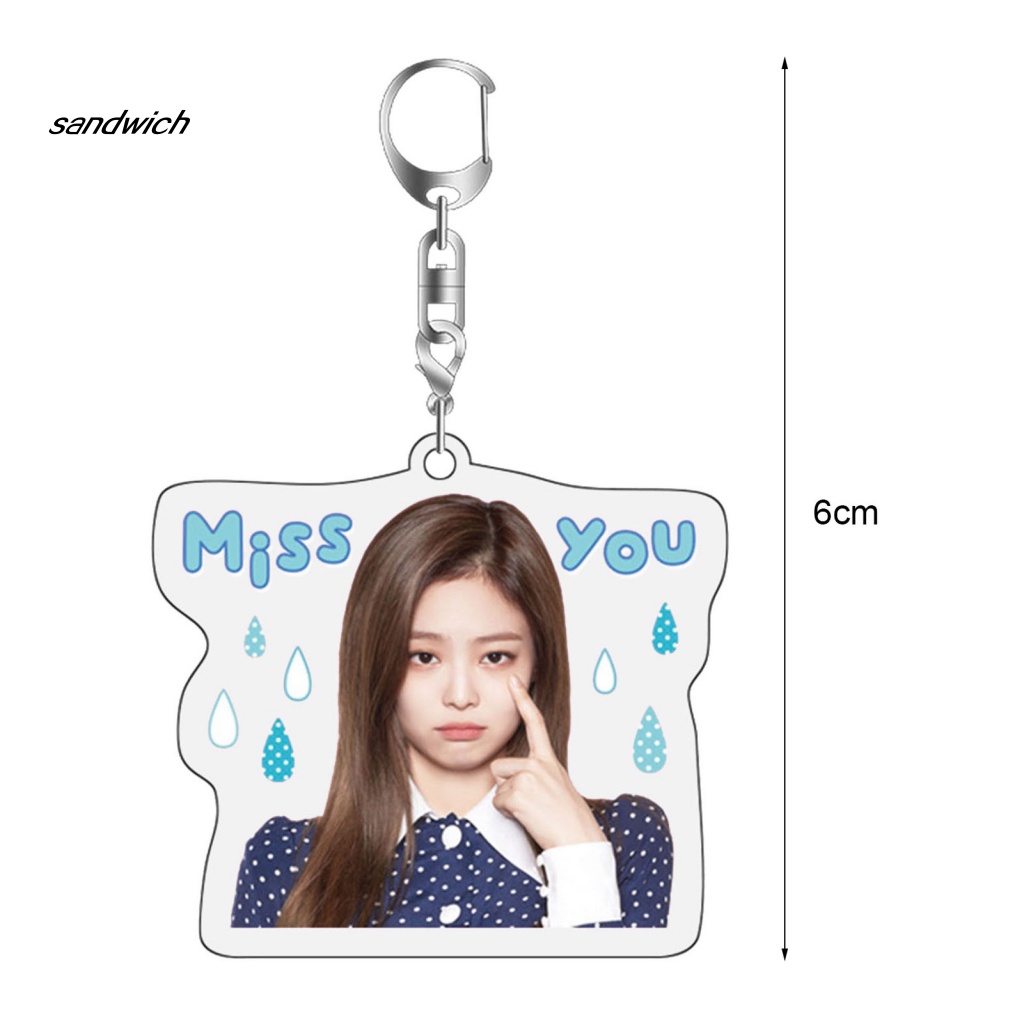 Móc Khóa Hai Mặt Bằng Acrylic Cát Hình Blackpink Jennie