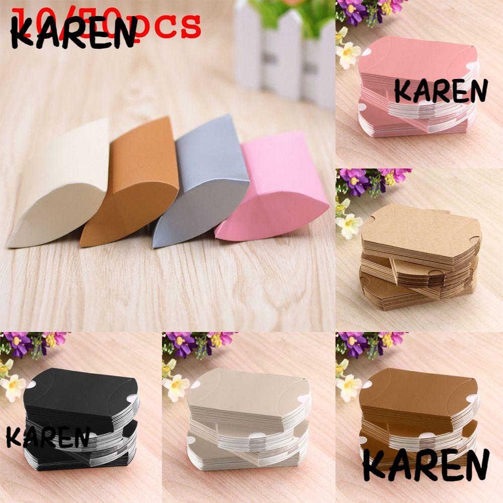 Bộ 10/50 Hộp Giấy Đựng Kẹo Hình Gối Nhiều Màu Dễ Thương Trang Trí Nhà Cửa/Sự Kiện