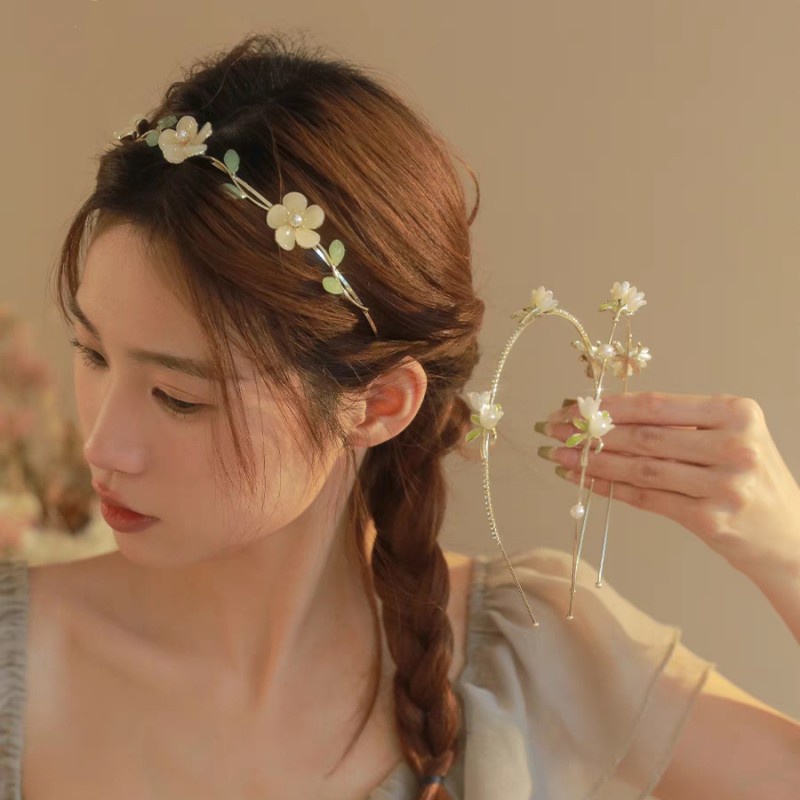 Haimeikang Băng Đô Cài Tóc Bằng Kim Loại Hình Hoa Lily Đính Kim Cương Giả Cao Cấp Thời Trang Cho Nữ