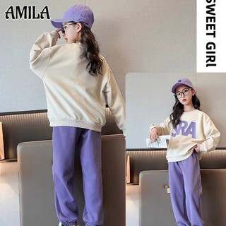 Bộ Đồ Thể Thao Hai Mảnh Dáng Rộng Phong Cách Hàn Quốc Mùa Xuân Thu Cho Bé Gái Lớn Tuổi