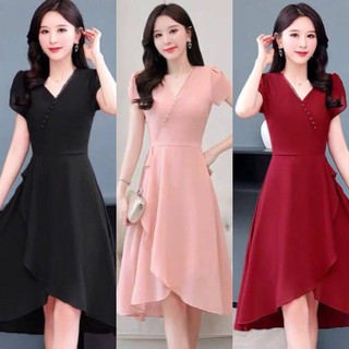 Đầm voan chiffon dự tiệc dễ thương,co giản thoải mái khi di chuyển vận động - đầm cổ cách dự tiệc