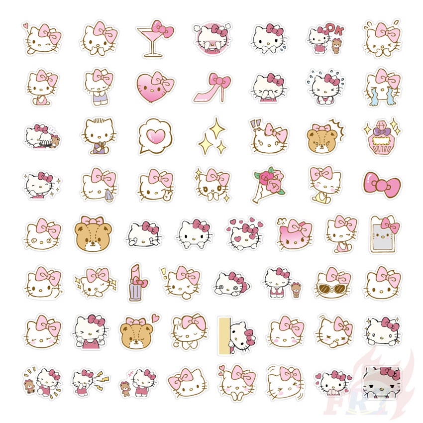 ❉ Hình Dán Hello Kitty Màu Hồng Series 01 ❉ Bộ 60 Sticker Chống Thấm Nước Họa Tiết Doodle Hợp Thời Trang