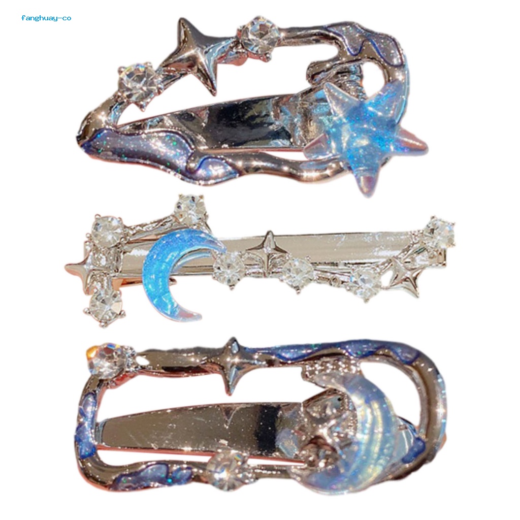 Fanghuay Bangs Kẹp Tóc Mái Hình Học Mặt Trăng Ngôi Sao Lấp Lánh Đa Năng Sành Điệu Cho Nữ