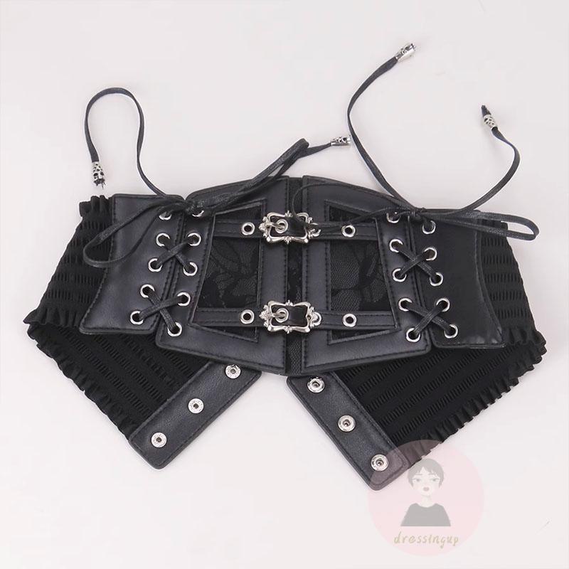 Dre-women faux leather tie-up lace patchwork có thể điều chỉnh hình dạng eo
