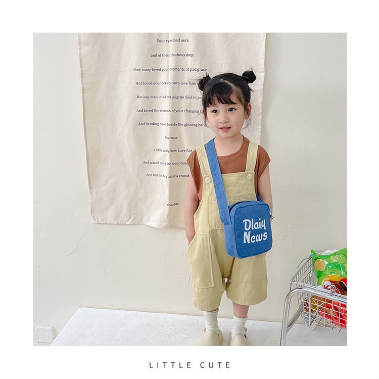 Túi Vải Canvas Đeo Chéo In Chữ Thời Trang Cho Bé